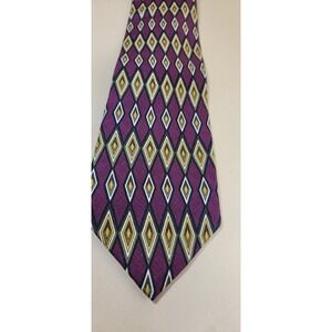 Louis Roth Men's Vintage Tie 100% silk Maroon Black Gold Diamonds Classic